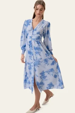 AdelIC Long Dress - Abstract Blue F