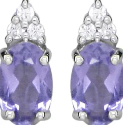 Amethyst Drop Ørestikker - Sølv
