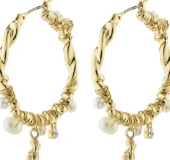 ANA pearl & crystal hoops gold-plated