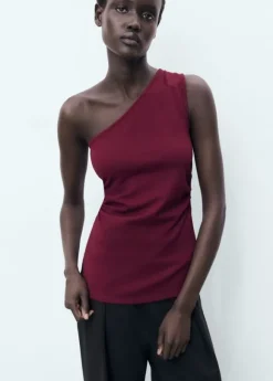Asymmetrical draped top