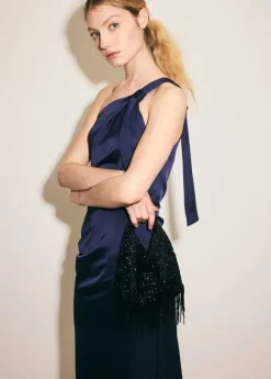 Asymmetrical dress with side gather