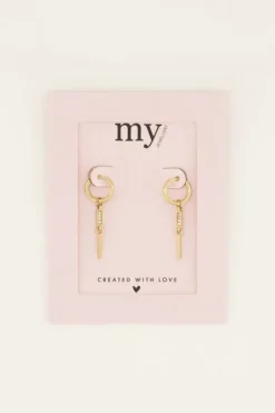 Bar earrings with rhinestone