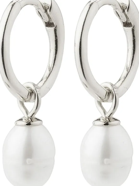 BERTHE recycled pearl hoop earrings silver-plated
