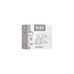 BIBS Baby Bottle Nipple Round Silicone 2 pack Fast Flow