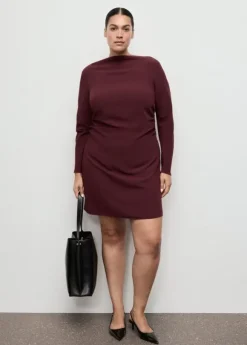 Boat-neck ruched dress