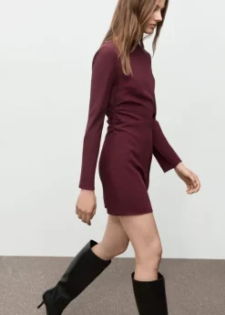 Boat-neck ruched dress