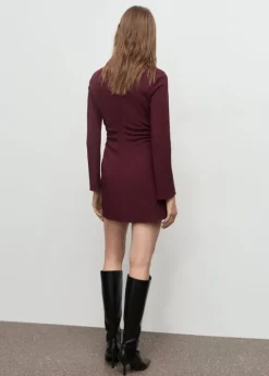 Boat-neck ruched dress