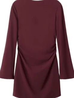 Boat-neck ruched dress