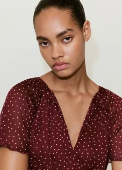 Bow polka-dot blouse