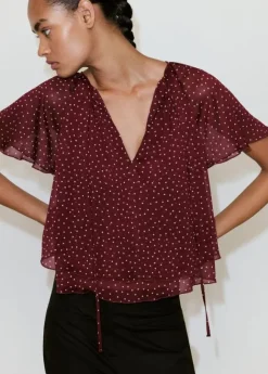 Bow polka-dot blouse