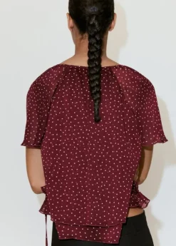Bow polka-dot blouse
