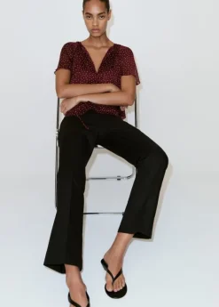 Bow polka-dot blouse