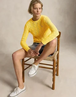 Cable-Knit Cotton Crewneck Sweater