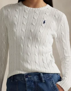 Cable-Knit Cotton Crewneck Sweater