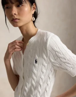 Cable-Knit Cotton Short-Sleeve Cardigan
