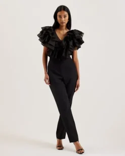 CALONDA Oversized Frill Sleeve V Ne