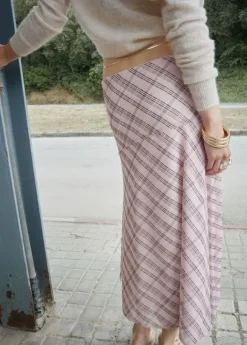 Checked asymmetric skirt