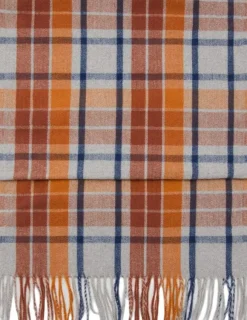 Check scarf with fringed ends