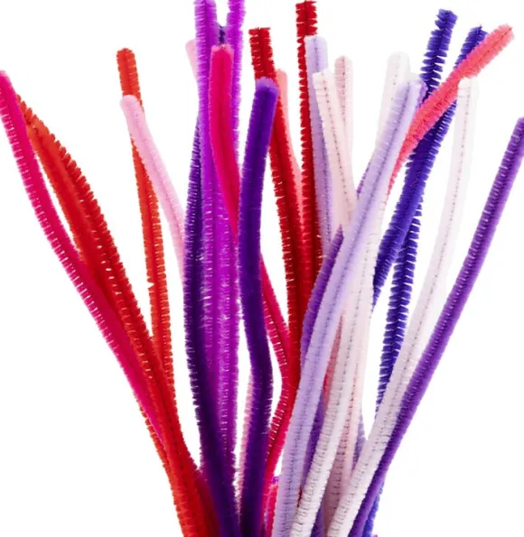 Chenille, L: 30 cm, tykkelse 6 mm, lilla/pink harmoni, 25stk