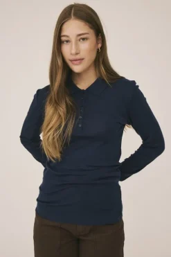 Cilla 12 Langærmede polo strik - 100% Merino uld RWS
