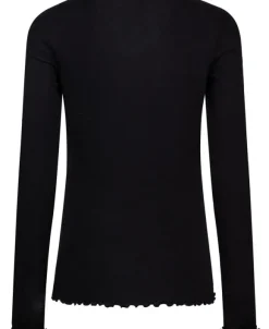 Cilla 14 Langærmede striktrøje med bølgende kant - 100% Merino uld