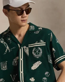 Classic Fit Golf-Print Camp Shirt