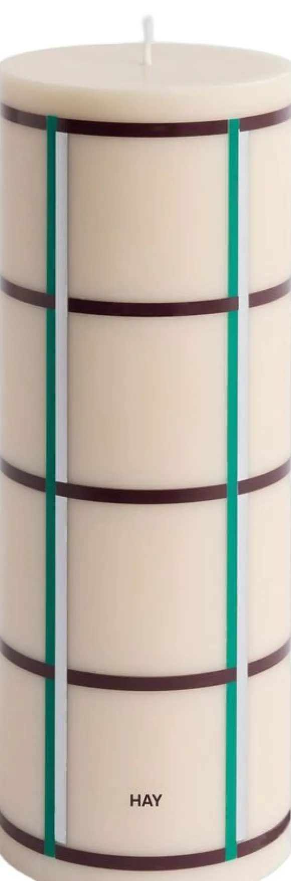 Column Candle-Large-Off-white, green bordeaux and silver
