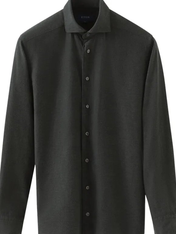 Contemporary Fit Dark Green Flannel Shirt