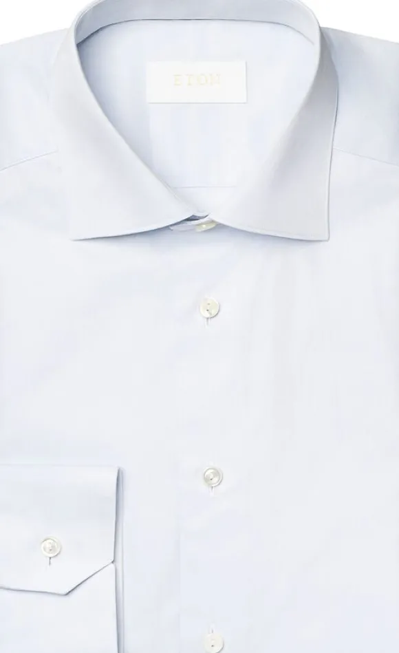 Contemporary Fit Light Blue Solid Elevated Twill Shirt
