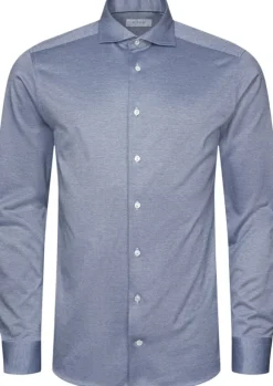Contemporary Fit Mid Blue Solid Filo Di Scozia Pique Shirt