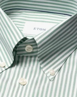 Contemporary Fit Mid green Striped Signature Oxford Shirt