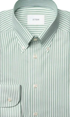 Contemporary Fit Mid green Striped Signature Oxford Shirt