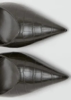 Croc-effect heeled shoes