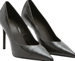 Croc-effect heeled shoes
