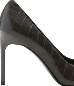 Croc-effect heeled shoes