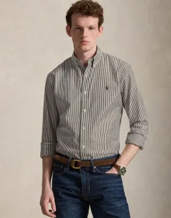 Custom Fit Striped Stretch Poplin Shirt