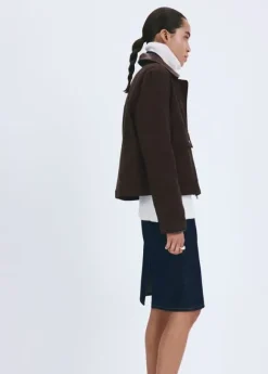 Denim parka with contrasting collar