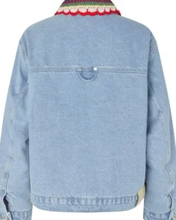 2453 Double Rinse Denim, Collared Cropped Bomber