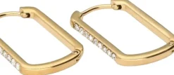Earring square strass hoop midi