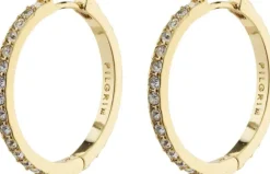 EBNA large crystal hoops gold-plated