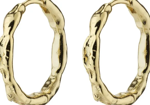 EDDY recycled organic shaped medium hoops gold-plated