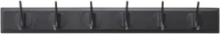 EDGY coat rack, 6 hooks - black w. black finish