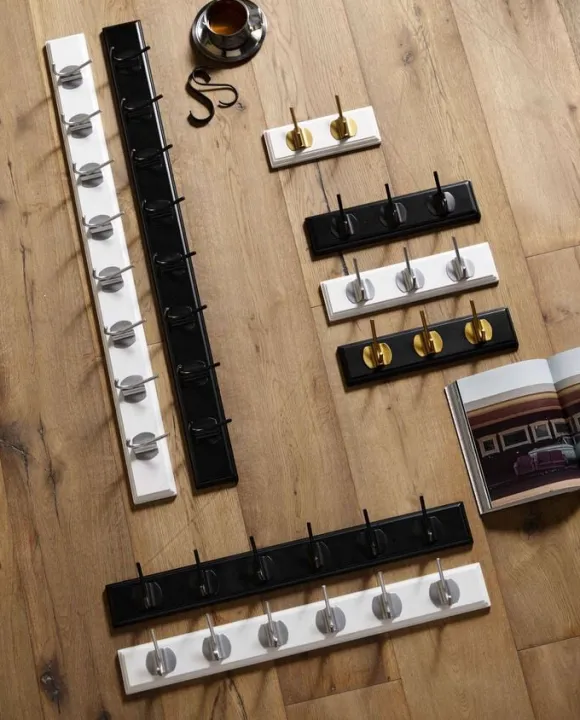 EDGY coat rack, 6 hooks - white w. chrome finish