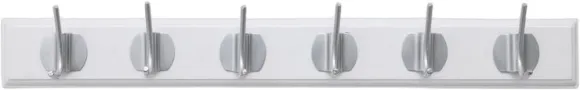 EDGY coat rack, 6 hooks - white w. chrome finish
