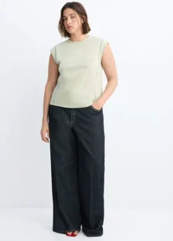 Embroidered cutwork cotton T-shirt
