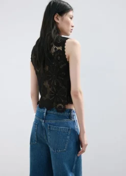 Embroidered top with openwork detai