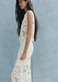 Embroidered top with openwork detai