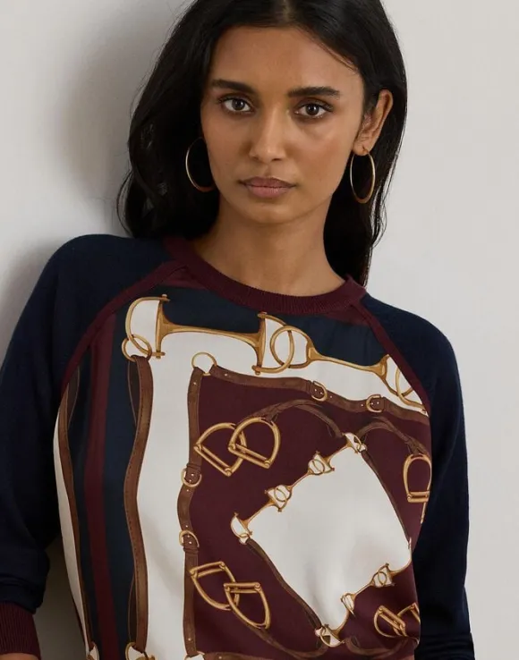 Equestrian-Print Cotton-Blend Sweater