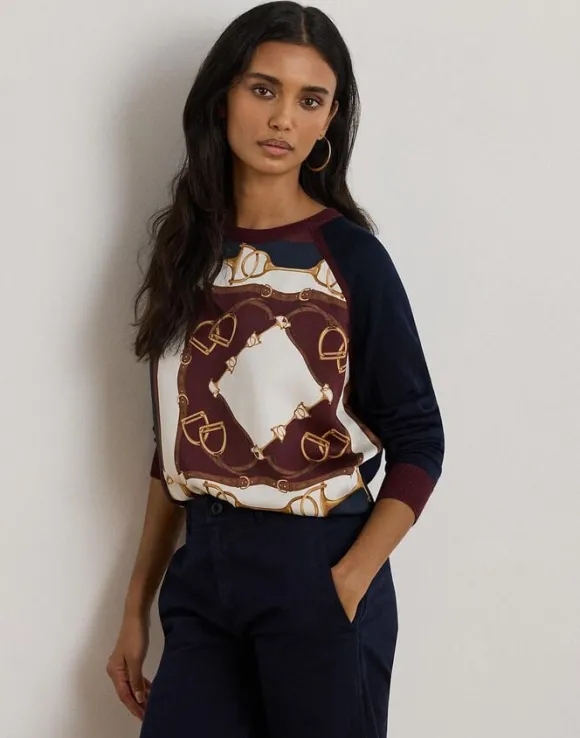 Equestrian-Print Cotton-Blend Sweater