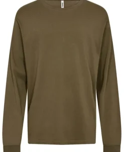 ESLEAF LS Crewneck - Organic M DARK MOSS GREEN, size L
